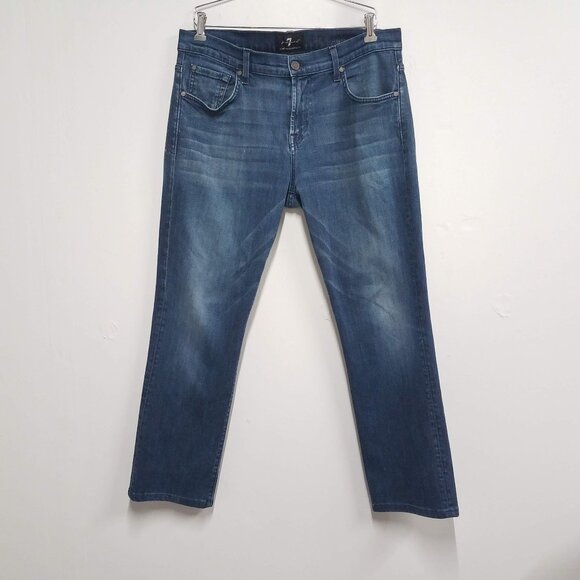 7 For All Mankind Jeans Mens 34 Luxe Performance Straight Leg Stretch Made USA - Picture 1 of 8